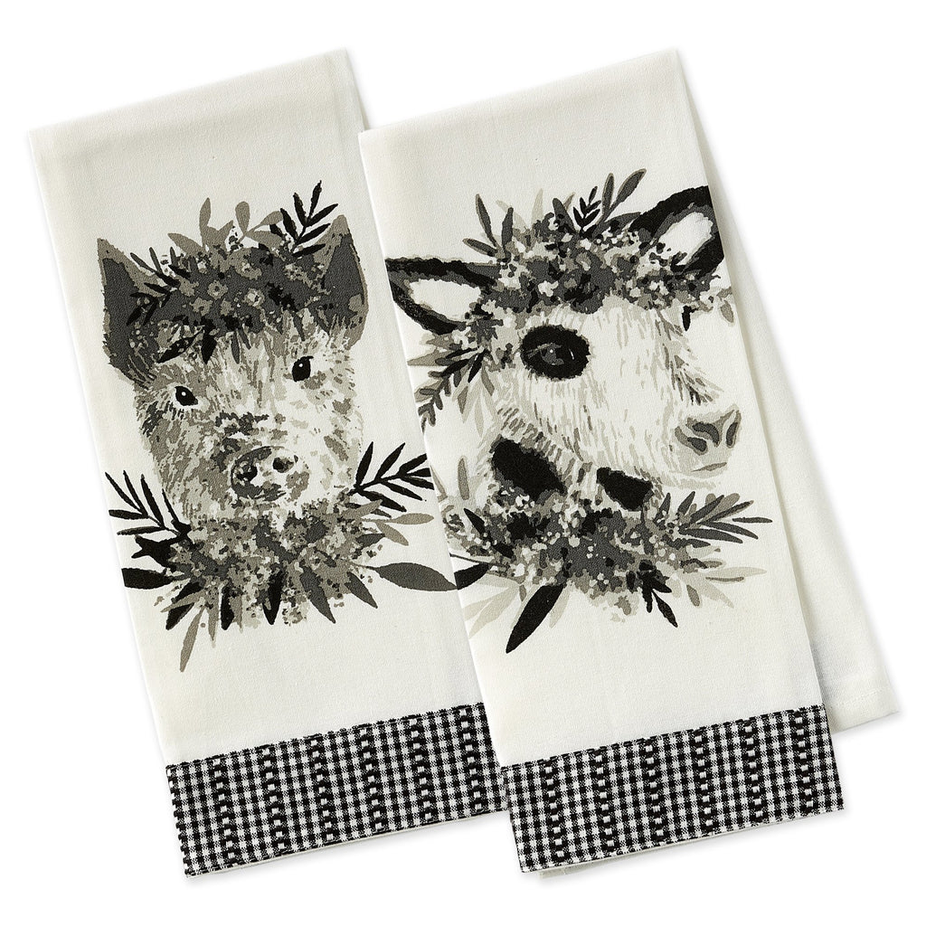 Barn Animal Embellished Dishtowel