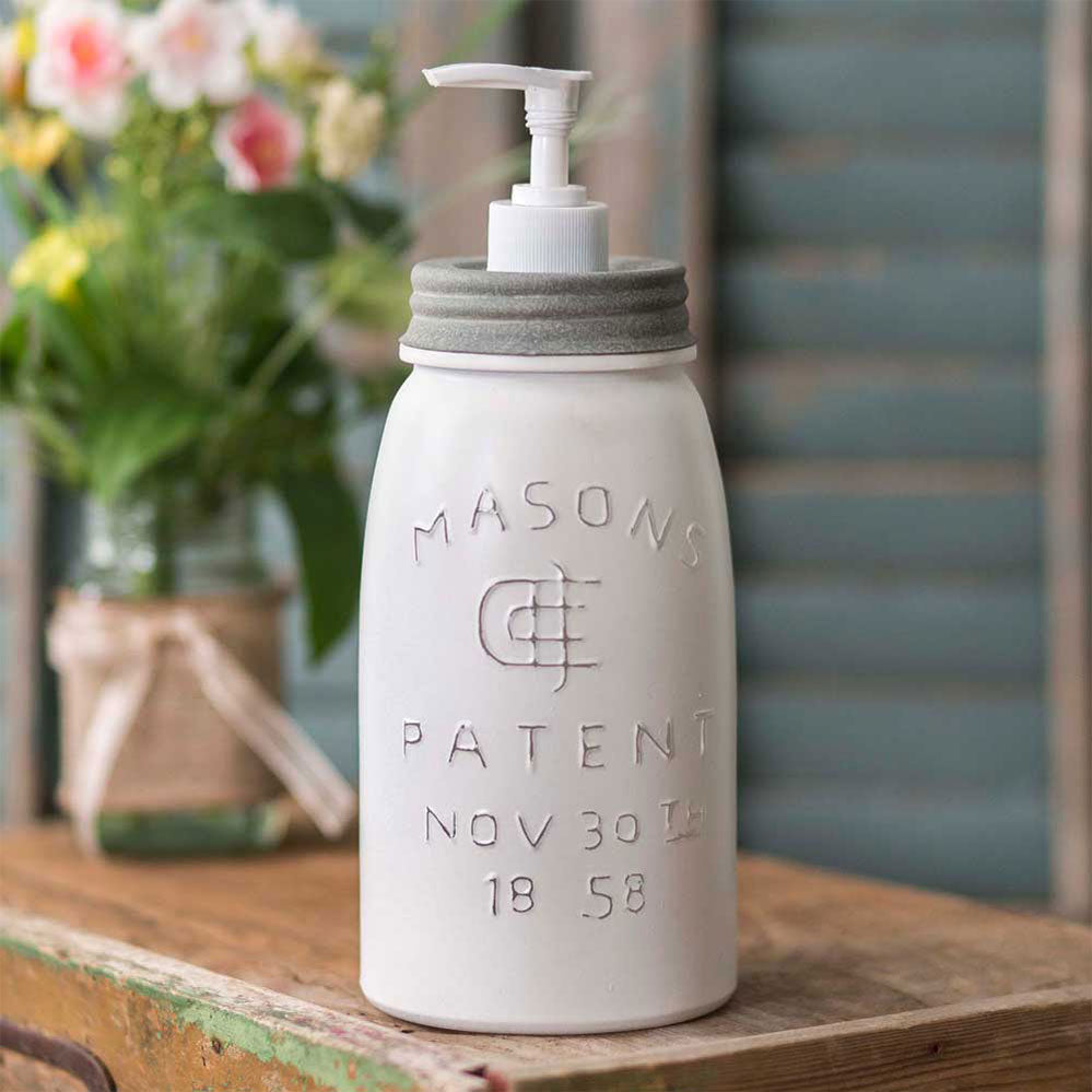 Half Gallon Size Rustic White Mason Jar Soap Dispenser